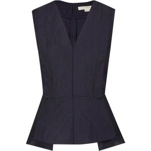O’2nd Navy Sleeveless Jacquard Peplum Top